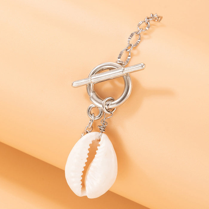 Shell Pendant Single Layer Bracelet with Beach Style Chain Design