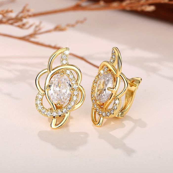 Women's earrings with diamonds, fashionable and trendy earrings