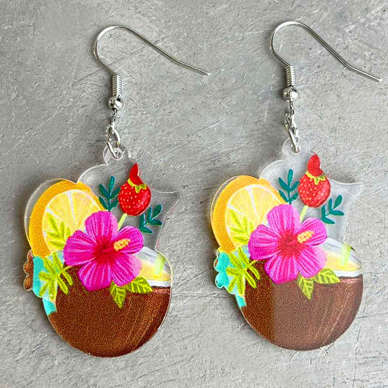Summer cold drink acrylic earrings - wallojewerly 