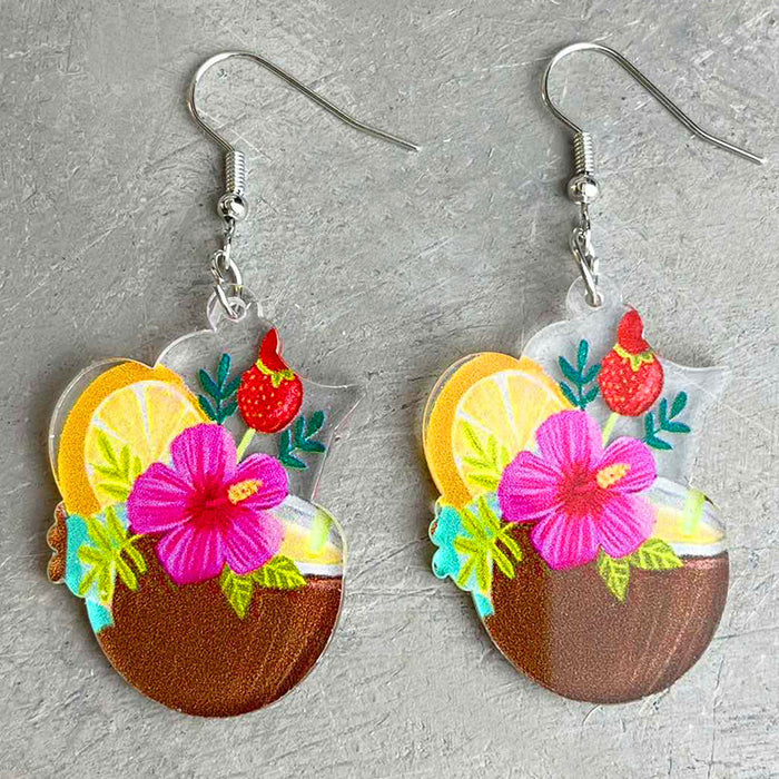 Summer cold drink acrylic earrings