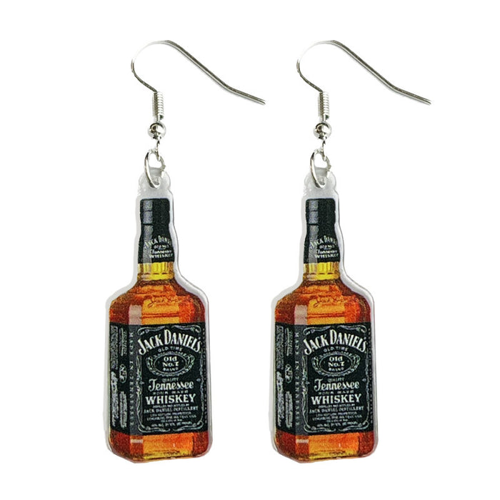 Acrylic Fun Beer and Red Wine Earrings - wallojewerly 