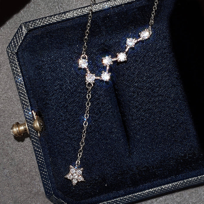 Big Dipper Pendant Tassel Star Clavicle Necklace for Women