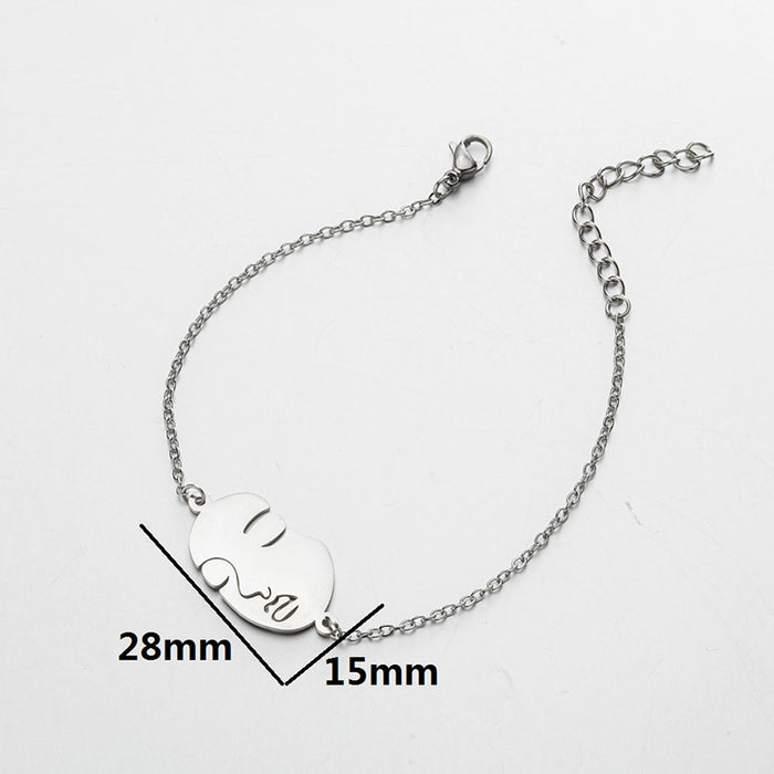 Abstract face pendant bracelet, European and American retro fashion jewelry wholesale