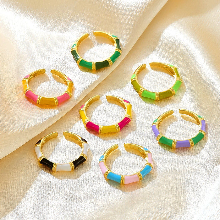 Wholesale copper enamel rainbow dopamine bamboo rings