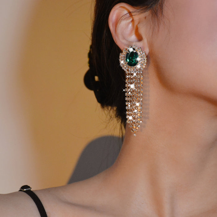 Vintage Rhinestone Drop Earrings - Exaggerated Dangles for Brides and Gowns