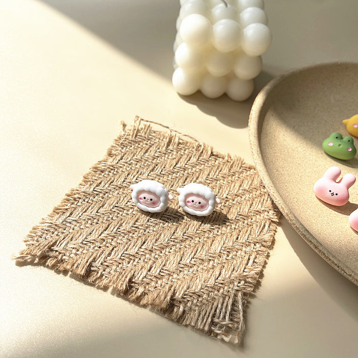 Harajuku style earrings | Cute girly zoo sheep frog design