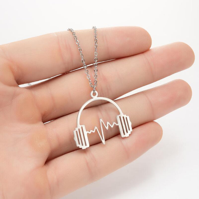 Music Note and Accordion Pendant Necklace - Elegant and Stylish Jewelry