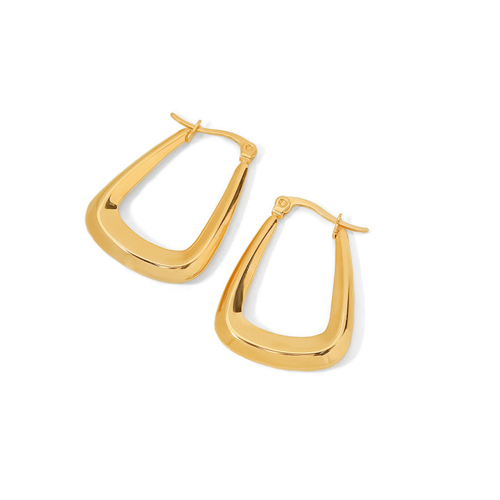 Fashionable Geometric 18K Gold Plated Titanium Steel Pot-Shaped Hollow Earrings - European Style Earrings