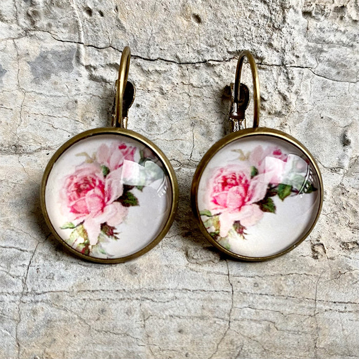 Vintage Bronze Floral Earrings with Sunflower and Lavender Designs