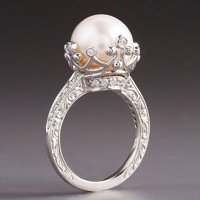 Palace style imitation pearl ring retro women's ring