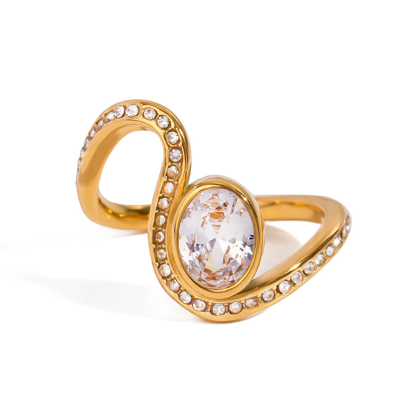 Stainless steel irregular rhinestone ring