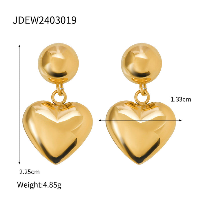 Pendientes asimétricos de acero inoxidable y oro de 18 quilates con forma de corazón: joyas con un diseño único en dos tonos