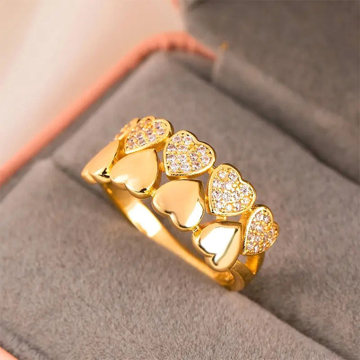 Micro-inlaid heart ring versatile women's accessories