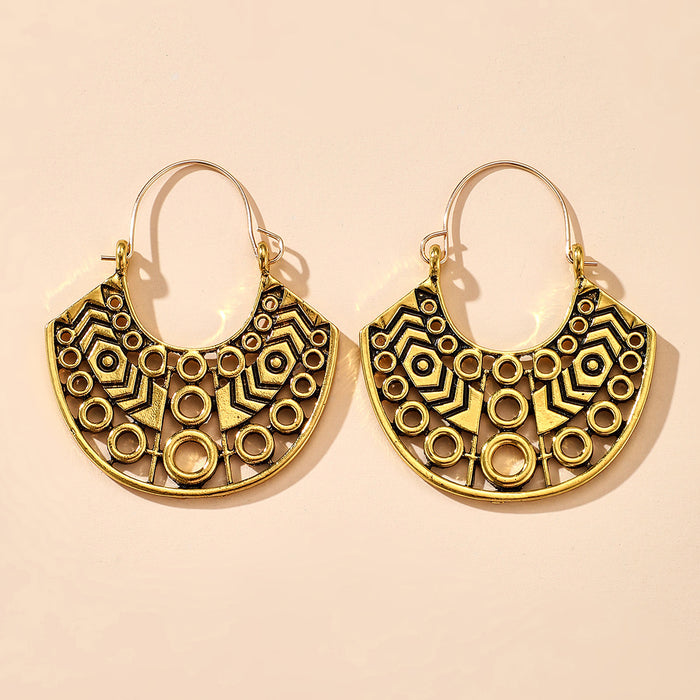 Bohemian hollow carved earrings retro ethnic style earrings