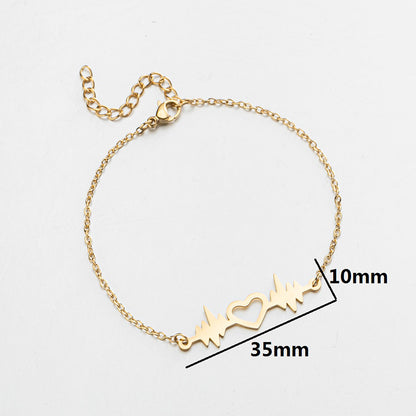 Hollow heart heartbeat bracelet, niche design temperament jewelry Korean wholesale