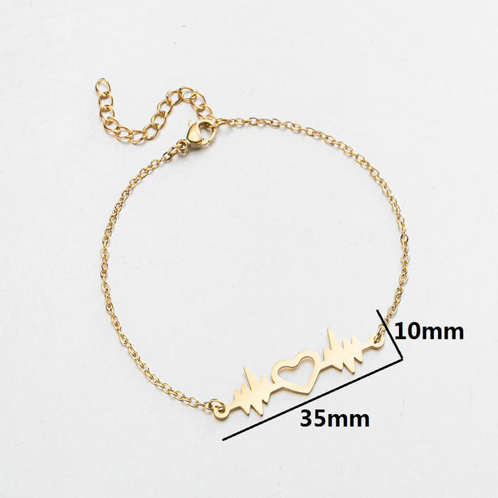 Hollow heart heartbeat bracelet, niche design temperament jewelry Korean wholesale