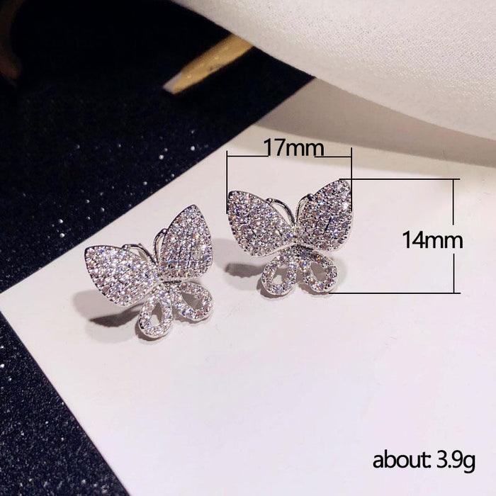 Butterfly earrings zircon full diamond elegant earrings for women