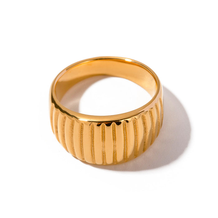 Geometric Design 18K Gold Plated Stainless Steel Ring - Elegant Jewelry