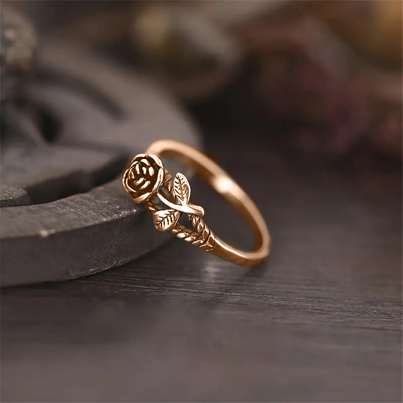 Classical rose ring retro thin ring index finger ring