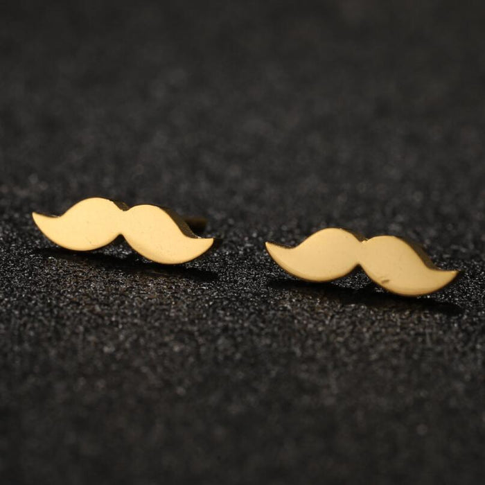 Mustache Stainless Steel Stud Earrings - Fun and Stylish Hip-Hop Jewelry