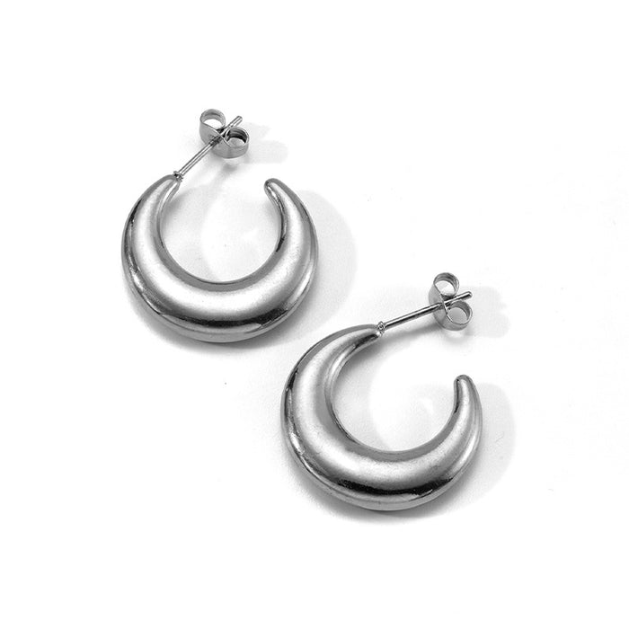 Versatile stainless steel crescent earrings for women 3 pairs set simple titanium steel