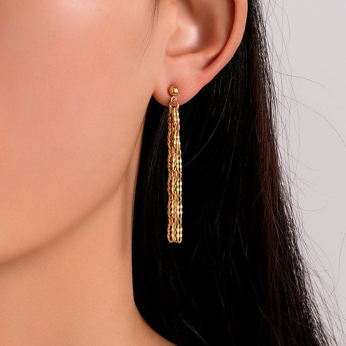 Alloy chain tassel earrings geometric simple hollow earrings