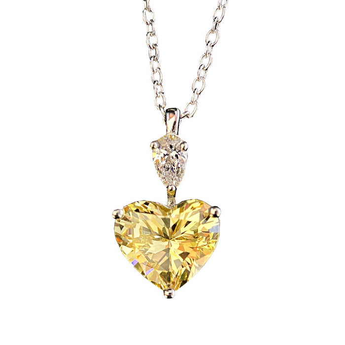 Cold style niche love necklace, yellow diamond zircon pendant