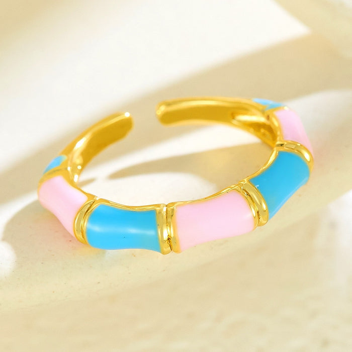 Wholesale copper enamel rainbow dopamine bamboo rings
