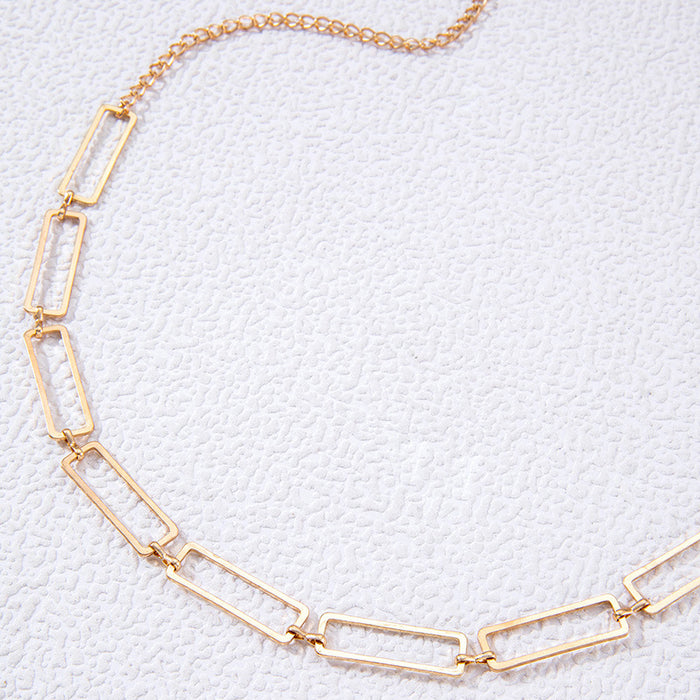 Geometric metal niche simple single layer waist chain