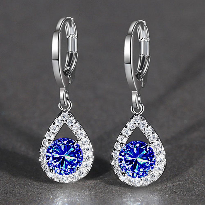 Simple angel tears micro-inlaid full diamond water drop ear buckles