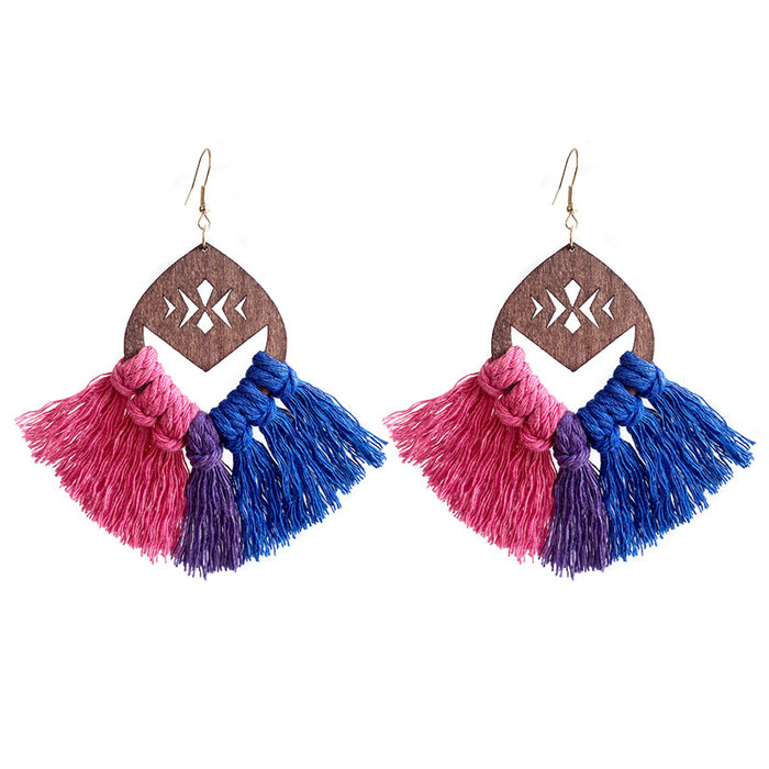 LGBT Rainbow Chess Bohemian Tassel Earrings, Handwoven with a Stylish European Flair