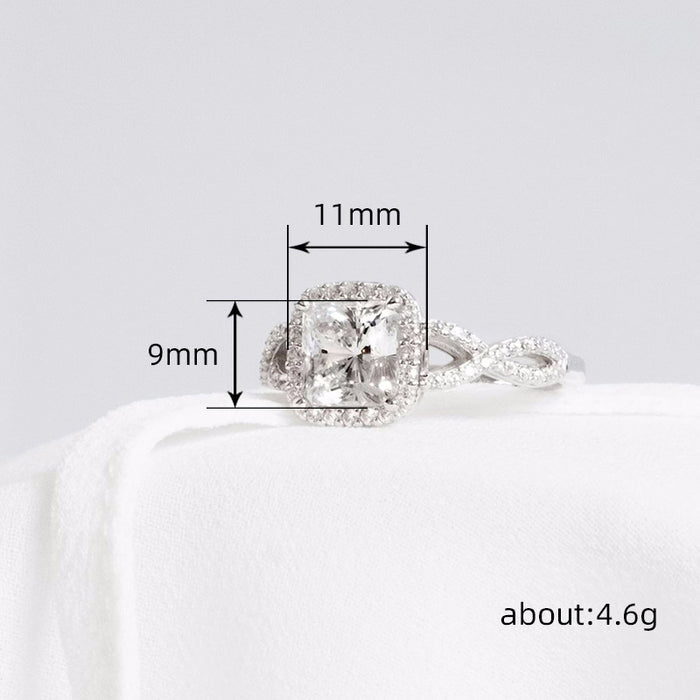 Square bag chain twist arm fashion zircon women's ring wedding ring