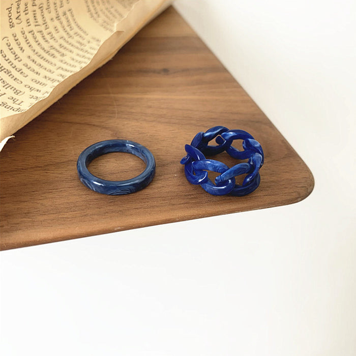 Retro resin chain plain ring set