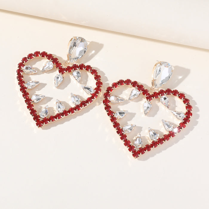 2023 Heart Rhinestone Earrings - Exaggerated Dangles for Evening Wear