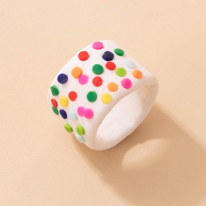 Colorful polymer clay candy color geometric ring