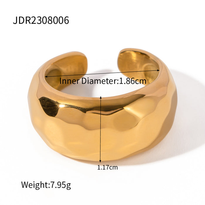 Modern 18K Gold Plated Stainless Steel Ring with Wavy Design