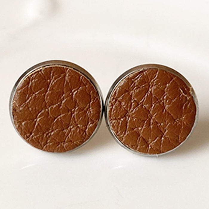 Factory Direct Stainless Steel and Leather Earrings in a Simple Design with Bohemian Texture