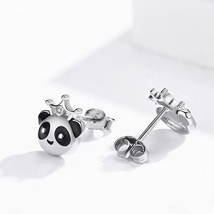 Black and white panda earrings cartoon cute animal earrings