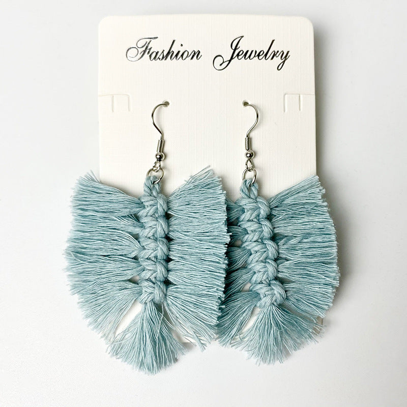 Bohemian Tassel Earrings with Wooden Design for Wedding and Gifts