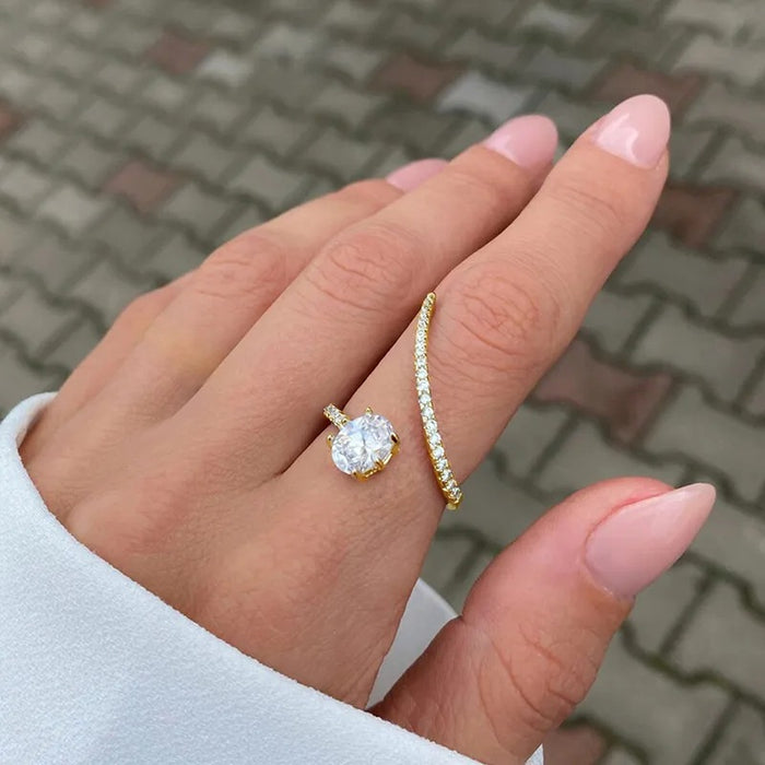 Live four claw ring bride exaggerated wedding ceremony ring
