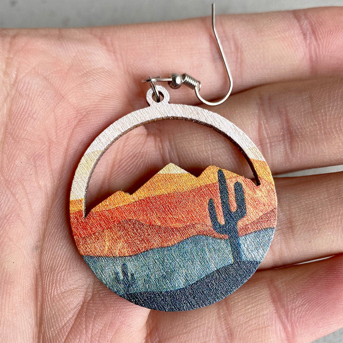 Mountain and River Wooden Earrings