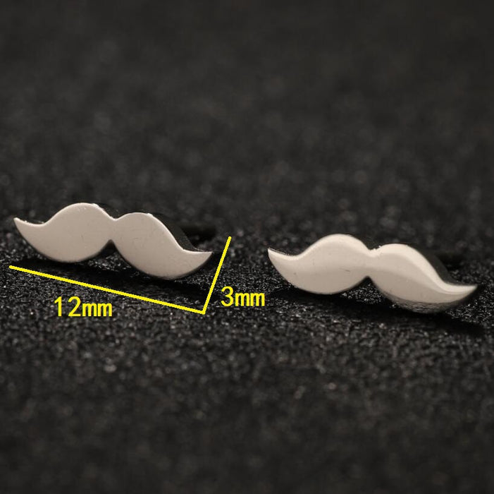 Mustache Stainless Steel Stud Earrings - Fun and Stylish Hip-Hop Jewelry