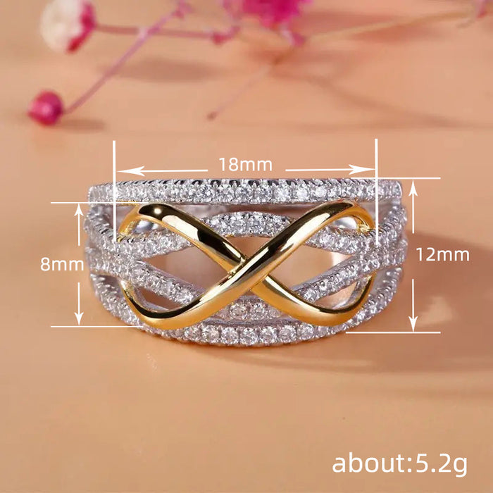 Hollow 8-shaped ring fashionable contrast color infinite love character index finger ring