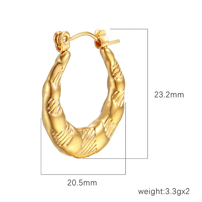 Twill round earrings 18K gold stainless steel simple luxury design