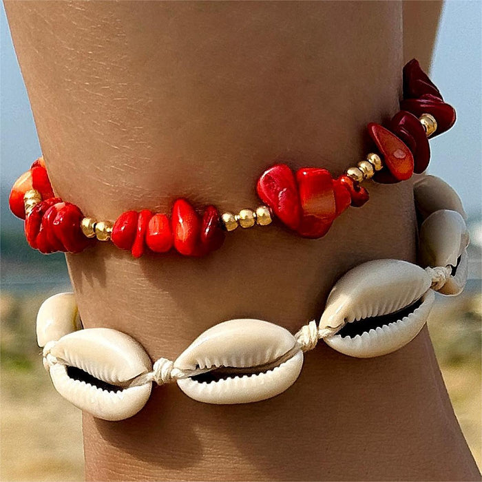 Simple Gold Pearl Anklet Set - Fashionable Foot Jewelry