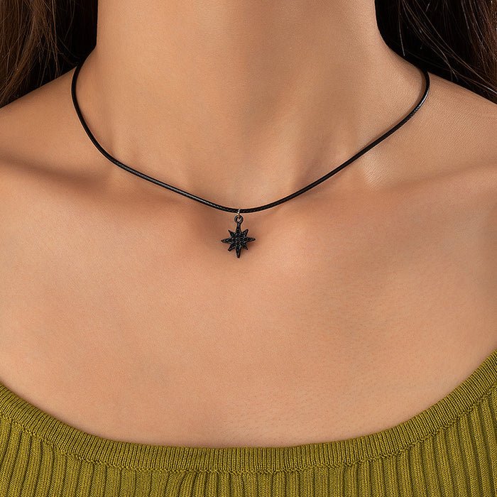 Black Star Pendant Choker Necklace - Stylish Minimalist Star Chain for Women