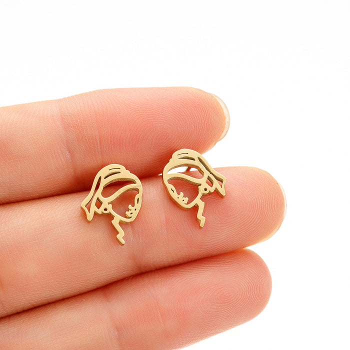 Abstract Face Stainless Steel Stud Earrings - Artistic and Unique Jewelry