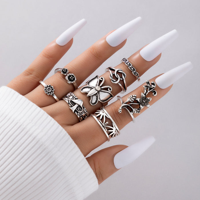 European and American retro style skull thirteen-piece ring set