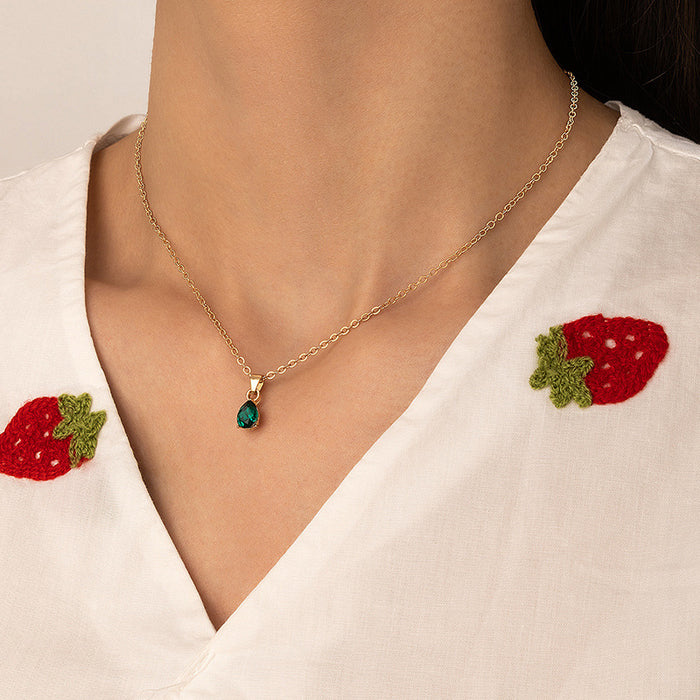 Collar de circonitas en forma de corazón para mujer: cadena minimalista con colgante de piedras preciosas