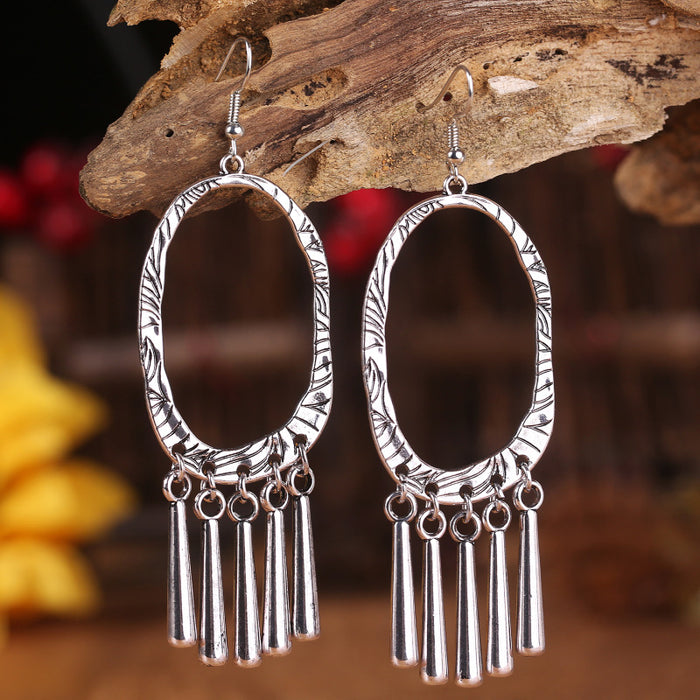 Bohemian Ethnic Vintage Alloy Tassel Earrings with Unique Design